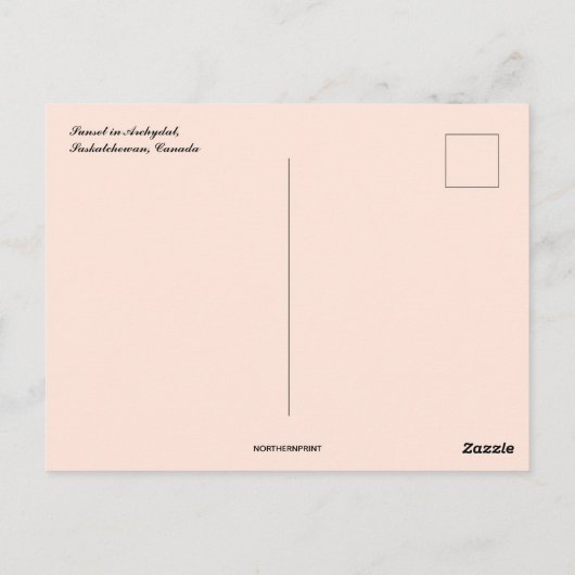 Archydal Saskatchewanカナダの炎の夕日 ポストカード (裏面)