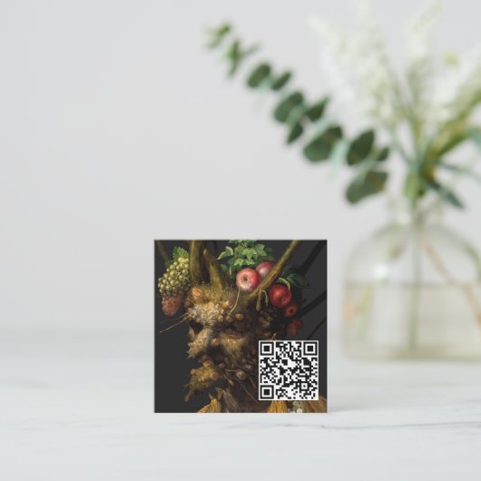 Arcimboldo – 四季を一頭で – QRコード スクエア名刺 (スタンド正面)