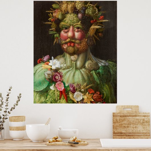 Arcimboldo's Rudolf II of Habsburg as Vertumnus ポスター (キッチン)