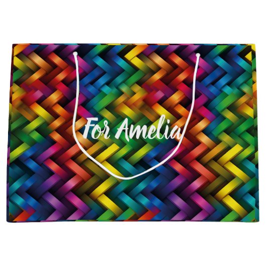 Arcoíris de Geometría Vibrante ラージペーパーバッグ (正面)