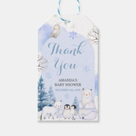 ARCTIC ANIMAL SNOWFLAKES Baby Shower Thank ギフトタグ