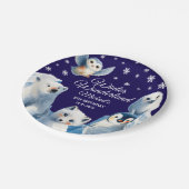 Arctic Animals Blue Winter Kids' Birthday Party ペーパープレート (アングル)