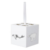 Arctic Animals Cute Doodle Holiday Cube Ornament キューブオーナメント (裏面アングル)
