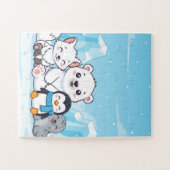 Arctic Animals Kids Puzzle | Cute Polar Bear Fox P ジグソーパズル (横)