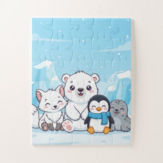 Arctic Animals Kids Puzzle | Cute Polar Bear Fox P ジグソーパズル (縦)