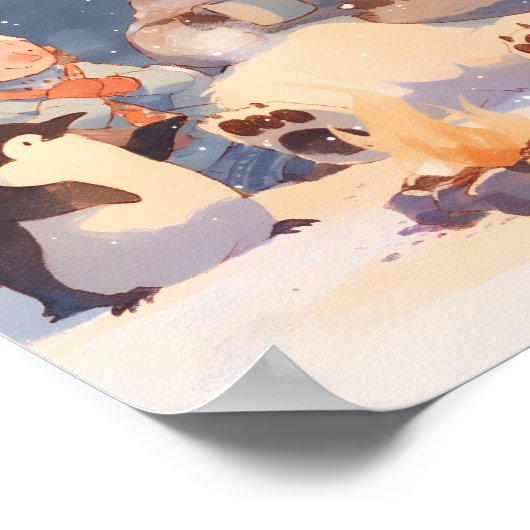 Arctic Animals Nursery Wall Art Christmas Print  ポスター (角)