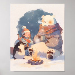 Arctic Animals Nursery Wall Art Christmas Print  ポスター