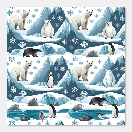 Arctic Animals Winter Wonderland Peel and Stick 壁紙 (正面)