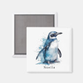 Arctic Azure Water Color Penguin,カスタム マグネット (正面/裏面)