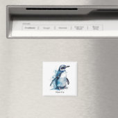 Arctic Azure Water Color Penguin,カスタム マグネット (インサイチュ (食洗機))