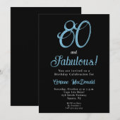 Arctic Blue Eighty and Fabulous 80th Birthday 招待状 (正面/裏面)