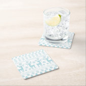 Arctic Blue Folk Art Winter Theme スクエアペーパーコースター (インサイチュ)