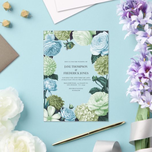 Arctic Blue, Frosted Pine & Cloud Moss Wedding アクリル招待状 (インサイチュ (ウェディング))