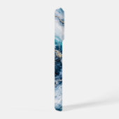 Arctic Blue Marble Phone Case Icy White Teal Swirl iPhoneケース (右側面)
