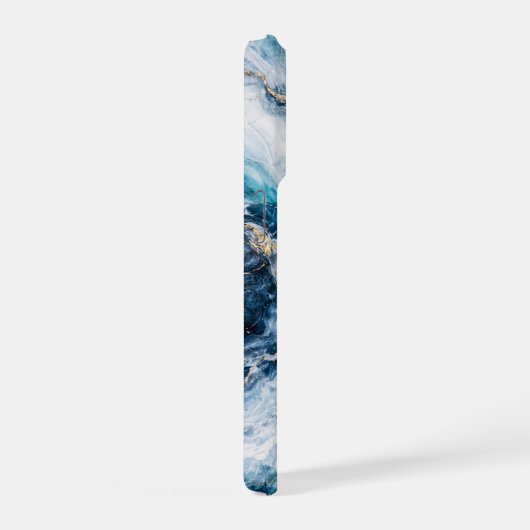 Arctic Blue Marble Phone Case Icy White Teal Swirl iPhoneケース (右側面)