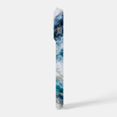 Arctic Blue Marble Phone Case Icy White Teal Swirl iPhoneケース (左側面)