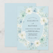 Arctic Blue Poetic Spring Wedding 招待状 (正面/裏面)