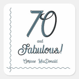 Arctic Blue Seventy and Fabulous 70th Birthday スクエアシール