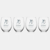 Arctic Blue Seventy and Fabulous 70th Birthday ステムなしワイングラス (正面)