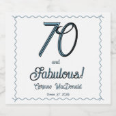 Arctic Blue Seventy and Fabulous 70th Birthday スパークリングワインラベル (シングルラベル)