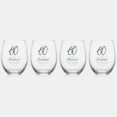 Arctic Blue Sixty and Fabulous 60th Birthday Party ステムなしワイングラス (正面)
