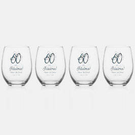 Arctic Blue Sixty and Fabulous 60th Birthday Party ステムなしワイングラス