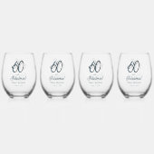 Arctic Blue Sixty and Fabulous 60th Birthday Party ステムなしワイングラス (裏面)