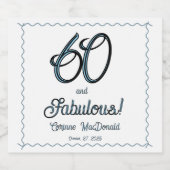 Arctic Blue Sixty and Fabulous 60th Birthday Party スパークリングワインラベル (シングルラベル)