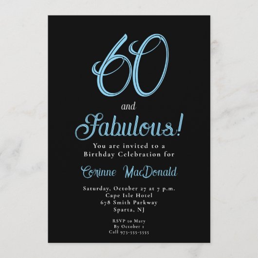 Arctic Blue Sixty and Fabulous 60th Birthday Party 招待状 (正面)