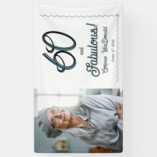 Arctic Blue Sixty and Fabulous 60th Birthday Party 横断幕 (縦)