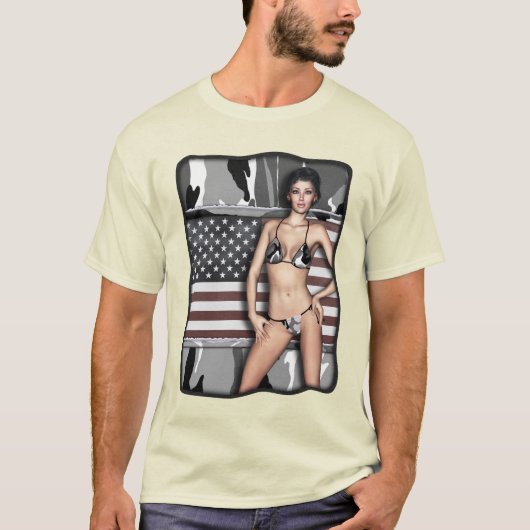 Arctic Camo Bikini Babe Tシャツ (正面)