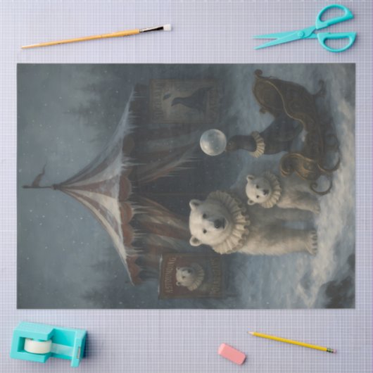 Arctic Circus Polar Bear Winter Carnival Decoupage 薄葉紙 (クラフト)