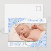 Arctic Floral Newborn Baby Photo Announcement 案内ポストカード (正面/裏面)