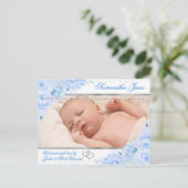 Arctic Floral Newborn Baby Photo Announcement 案内ポストカード (スタンド正面)