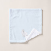 Arctic Fox Art on Icy Blue Background 3pc Bath Set バスタオルセット (ウォッシュタオル)