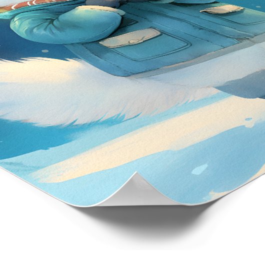 Arctic Fox With Aurora Borealis Nursery Wall Art  ポスター (角)