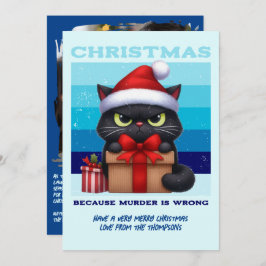 Arctic Glow Funny Cat Retro Christmas Photo シーズンカード