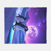 Arctic Night Penguins フリースブランケット (正面(横))