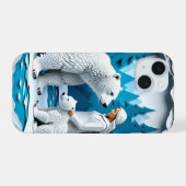 Arctic Paper Winter Magic ✨ ホッキョクグマの風景 iPhone 15ケース (裏面横)