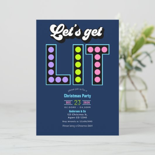 Arctic Pop Let’s Get Lit Retro Christmas Party 招待状 (スタンド正面)