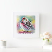 Arctic redpoll 211024AREF151 - Watercolor スクエア壁時計 (ホーム)