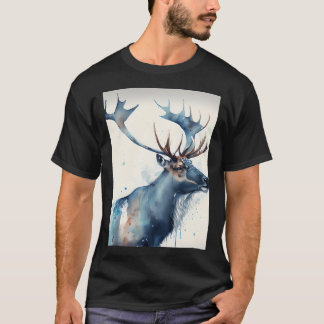 Arctic Reindeer – 水色絵を描 Tシャツ