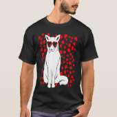 Arctic Snow Fox Heart Glasses Valentines Day Anima Tシャツ (正面)