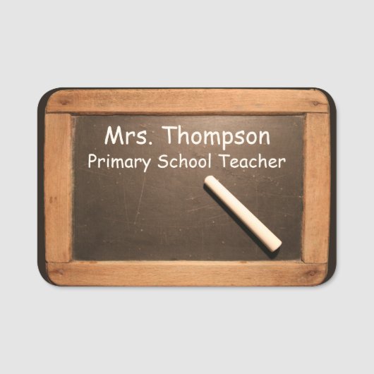Ardoiseのヴィンテージの学校の石板のチョークの名札 名札 (正面)