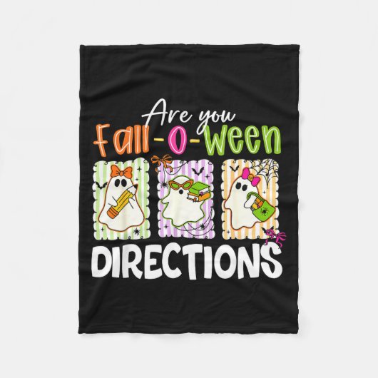 Are You Fall-o-ween Directions Cute Ghost Teacher  フリースブランケット (正面)