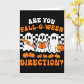 Are You Fall O Ween Directions Funny Ghost Teacher カード (黄色い花)
