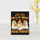 Are You Fall-o-ween Directions Funny Ghost Teacher カード (黄色い花)