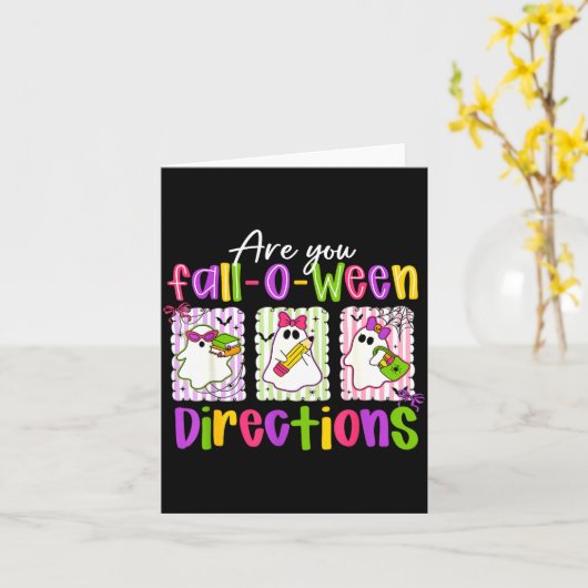 Are You Fall-o-ween Directions Soky Cute Ghost Tea カード (黄色い花)