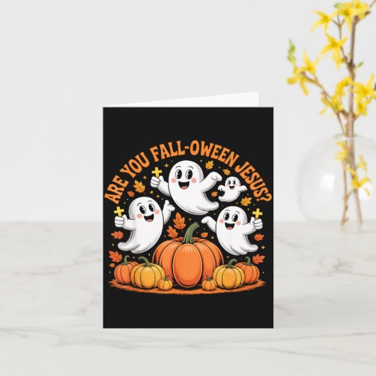Are You Fall Oween Jesus Halloween Christ  カード (黄色い花)