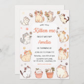Are you Kitten me子猫ガール誕生日 招待状 (正面/裏面)